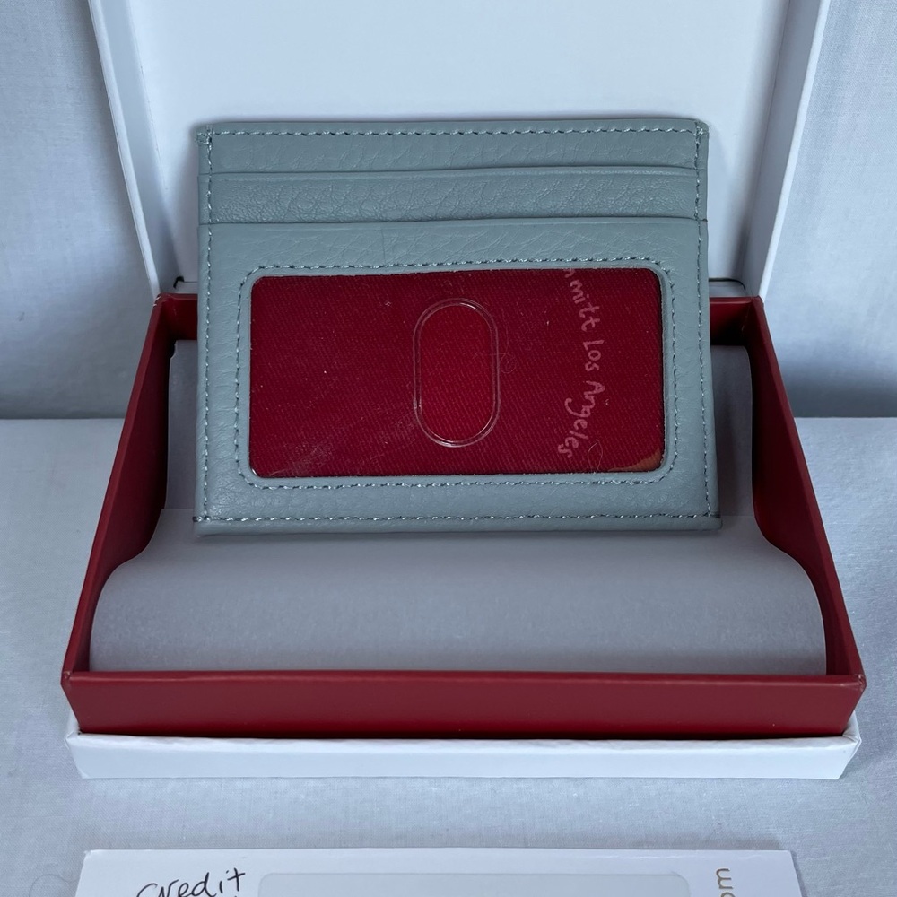 Hammitt Dust Blue Pebbled Leather Card Holder